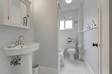 Fototapeta na wymiar Old style bathroom interior in small American house