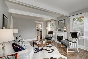 Black and white interior of luxury living room