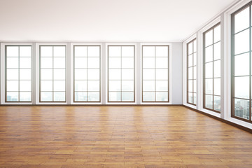 Interior with windows and city view