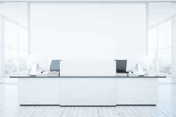 White reception desk