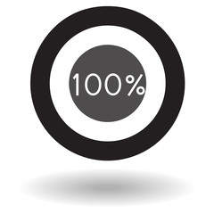 Icon business colorful pie chart circle graph 100 % black vector illustration