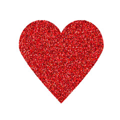 Glittering red heart shape isolated on white. Vector illustration