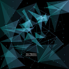 futuristic user interface. Abstract polygonal space low poly dark background with connecting dots and lines. Vector science background. Polygonal vector background. Futuristic HUD background.