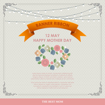 Vintage Happy Mothers's Day Background. Happy mothers day cards flat