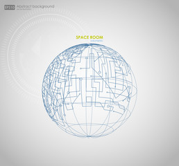 Wireframe mesh polygonal element. Sphere with connected lines and dots. Vector Illustration EPS10. Wireframe mesh polygonal element. Abstract form with connected lines and dots.