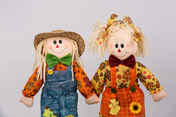 Muñecos espantapájaros, pareja.