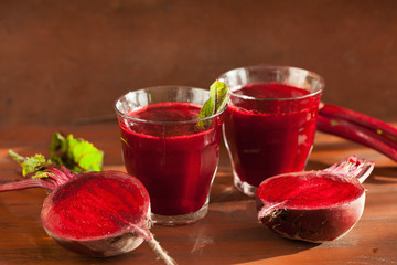 fresh healthy beetroot juice and vegetable