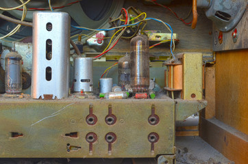 Vintage Soviet radio components close up
