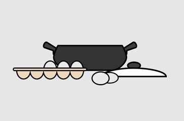 Eggs with Pan Vector