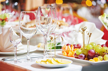 Catering restaurant event service. set table at party