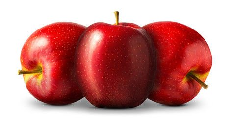 Group of red apple on white background.