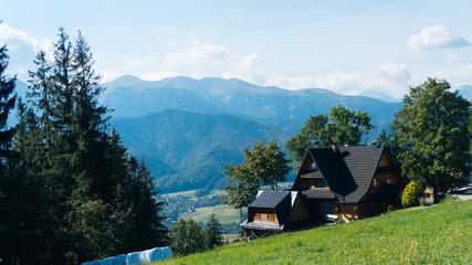 Guesthouse and mountain landscape horizon in Zakopane - 123946321