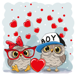 Fototapeta premium Two Cute Owls