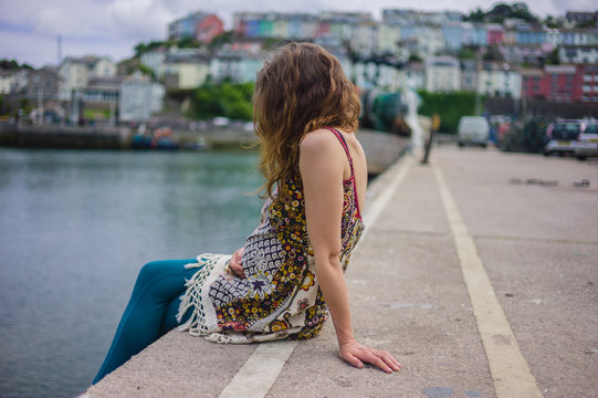 Woman relaxing in harbor