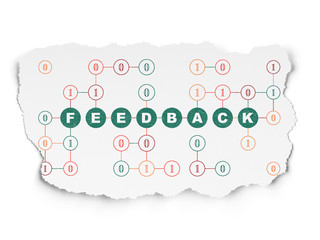 Finance concept: Feedback on Torn Paper background