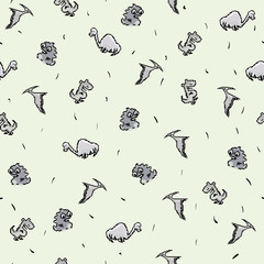 Seamless pixel pattern with funny cartoon dinosaurs. Ideal for c © nataliia_ptashka