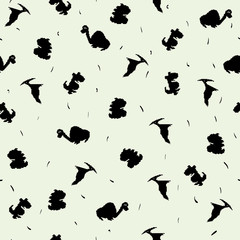 Seamless pixel pattern with funny cartoon dinosaurs. Ideal for c
