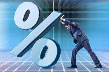 Businessman in high interest rates concept