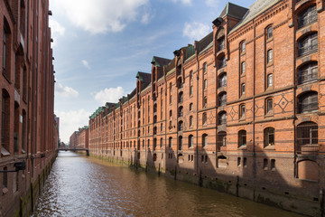Famous Speicherstadt warehouse district in Hamburg, Germany.