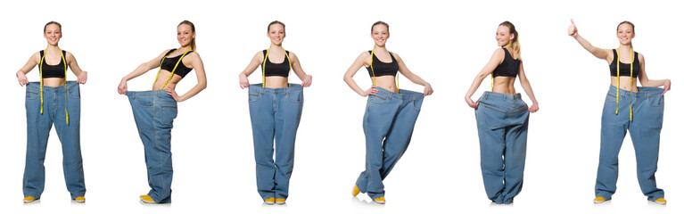 Composite photo of woman in dieting concept