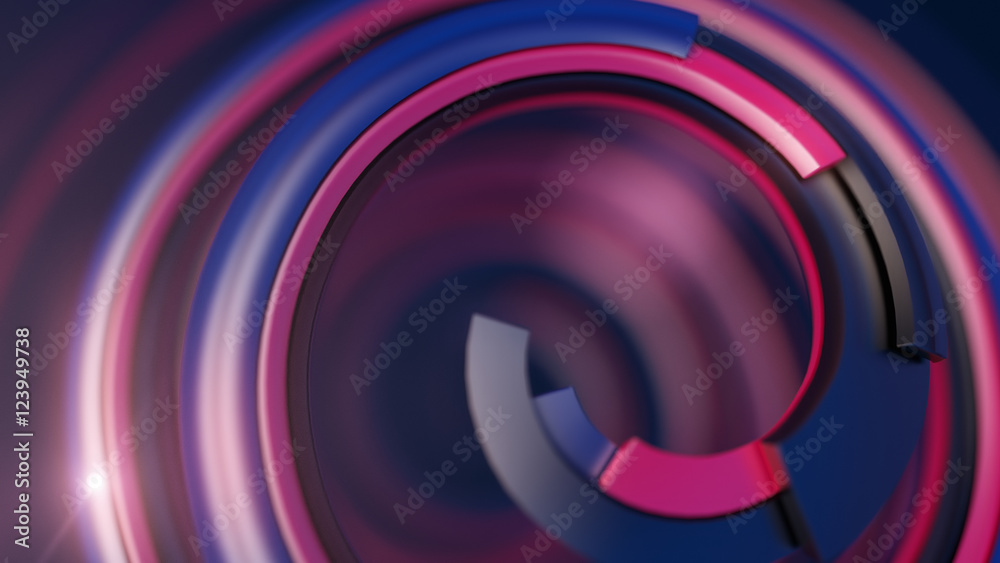 Aufkleber Abstract colorful spiral on dark background. 3d rendering