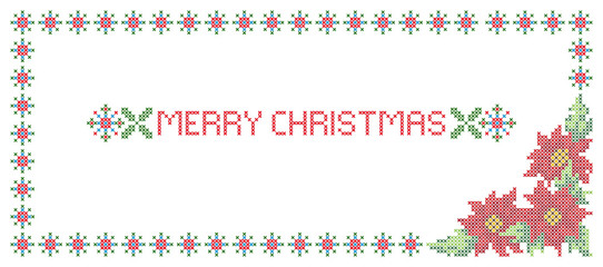 Christmas card, cross-stitch embroidery imitation.