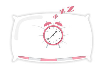 Cartoon Alarm sleeping on pillow clock icon isolated vector illustration background
