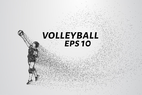A volley of particles. Volleyball consists of small circles.