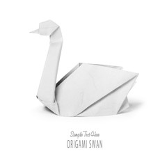 Origami paper white swan - 123952310