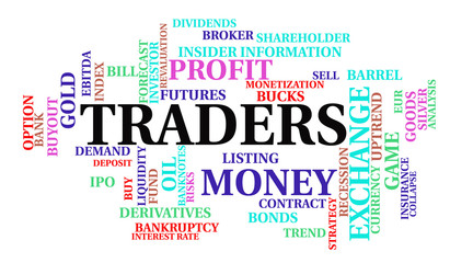 Traders word cloud. Finance concept. Vector illustration.