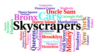 Obraz premium Skyscrapers word cloud. Industrial concept. Vector illustration.