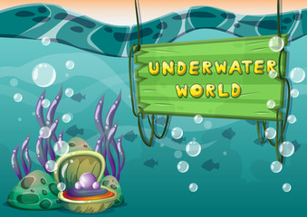 cartoon vector underwater background with separated layers for game art and animation game design asset in 2d graphic