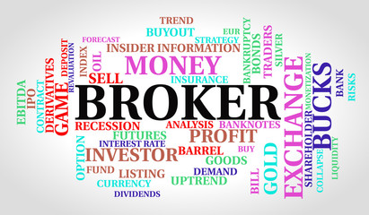 Obraz premium Broker word cloud. Finance concept.
