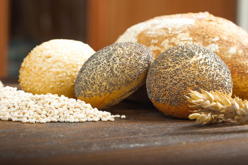 healthy multi grain bread on wood