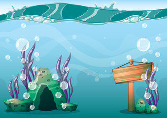 cartoon vector underwater background with separated layers for game art and animation game design asset in 2d graphic