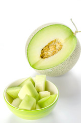 green melon on white