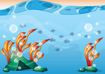 Plakat cartoon vector underwater background with separated layers for game art and animation game design asset in 2d graphic