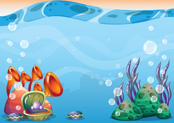 cartoon vector underwater background with separated layers for game art and animation game design asset in 2d graphic