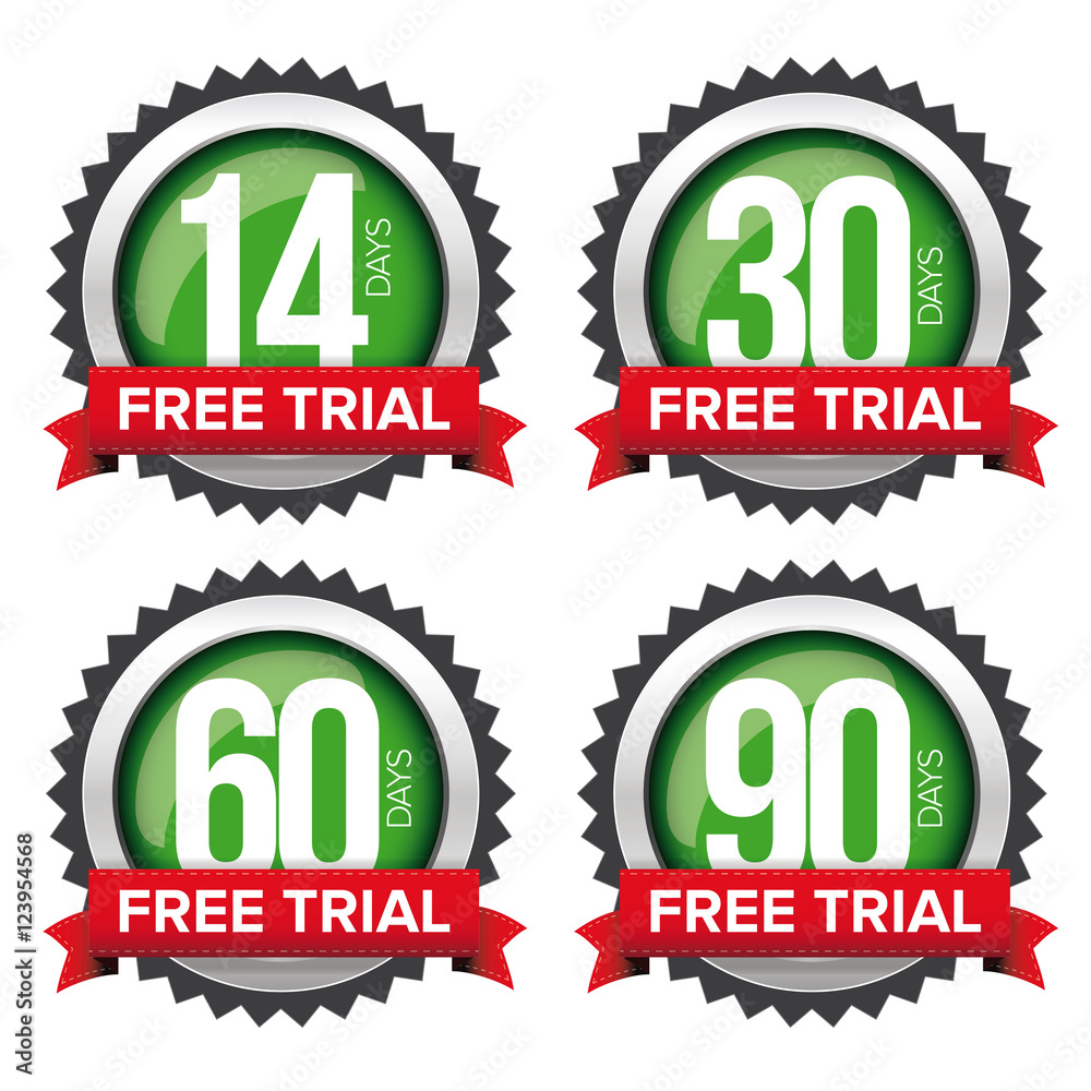 Wall mural Free trial badges vector set with ribbons