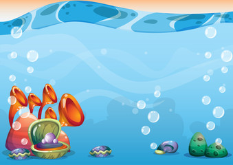 cartoon vector underwater background with separated layers for game art and animation game design asset in 2d graphic