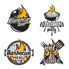 Set of barbecue labels. Creative vector illustration. Graphic design for posters, prints, labels, menu design, advertising cafe or restaurant.
