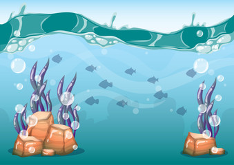 cartoon vector underwater background with separated layers for game art and animation game design asset in 2d graphic