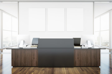 Wooden brown reception desk