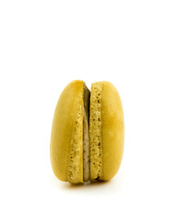 brown and chocolate cake macaron on white background, maccarone sweet dessert
