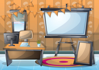 cartoon vector illustration interior classroom with separated layers in 2d graphic