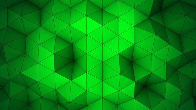 Green triangle polygons. Computer generated seamless loop geometric background. 4k UHD (3840x2160)
