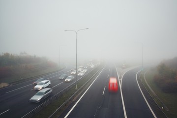 Traffic in thick fog