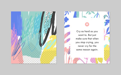 Creative cards, artistic banners, Inspiration quote for social media. Vector