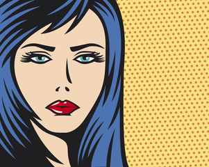 beauty woman face pop art illustration
