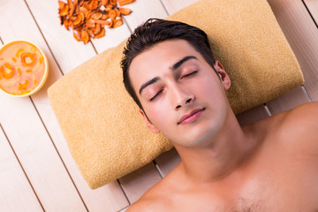 Handsome man during spa session